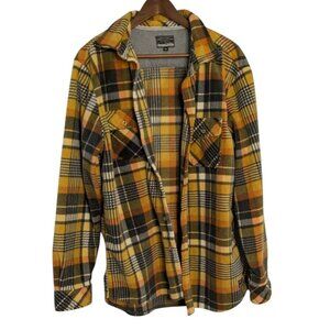 Free Nature XL Men Plaid Flannel Shirt Black Yellow Orange yellow